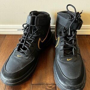 Nike Men's Black and Orange High-Top Sneakers